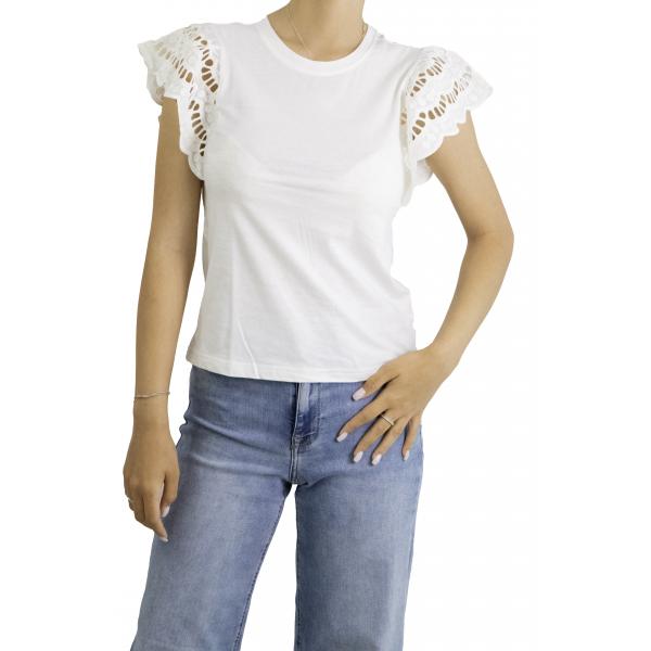 T shirt tinta unita con volant Only